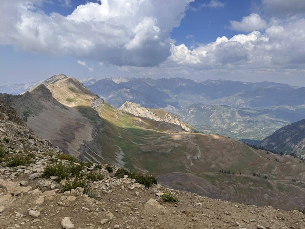 High alpine peaks under open sky